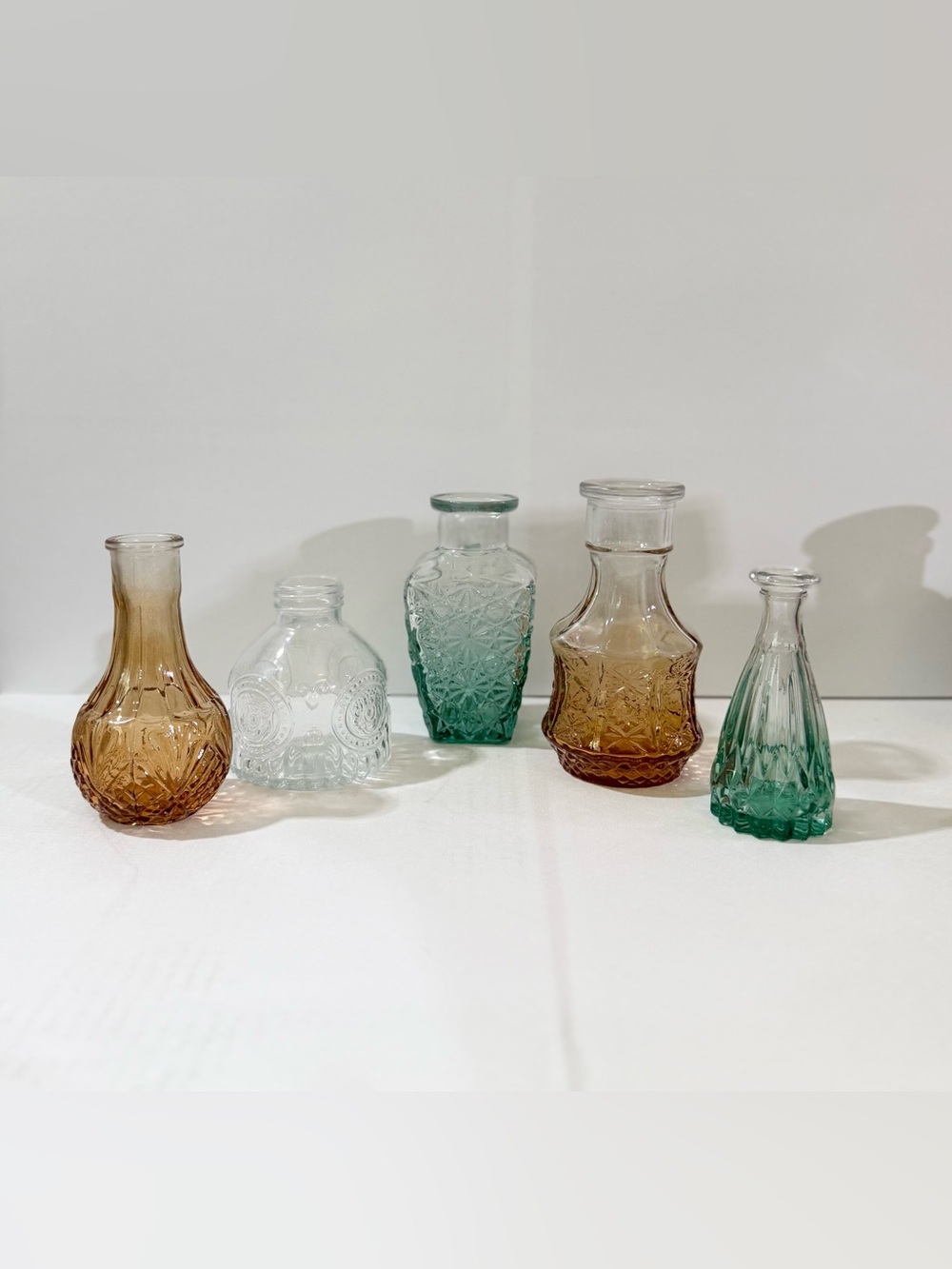 Glass Bud Vases/mini vases- Set of 5